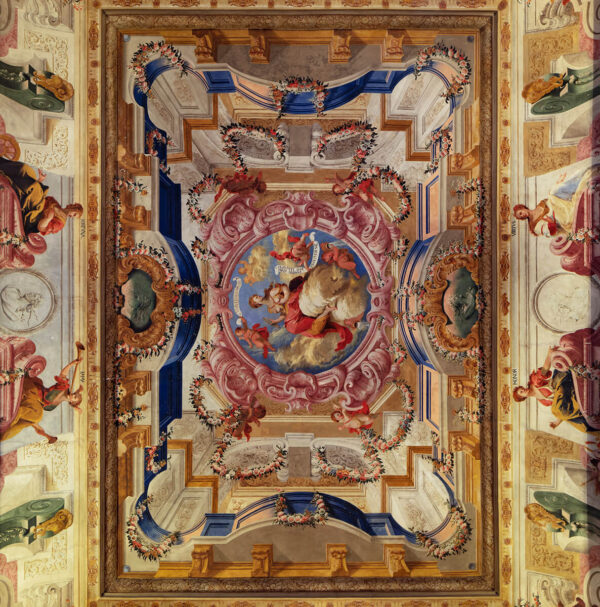 Mark Luscombe-Whyte, nobody, interior, indoors, Coimbra, university, Portuguese, historic building, library, 18th century, architecture, ceiling, painted, glided, artwork, mural, tromp l’oeil, inspiration, craftsmanship, creativity, opulent, grand, imposing, ornate,
